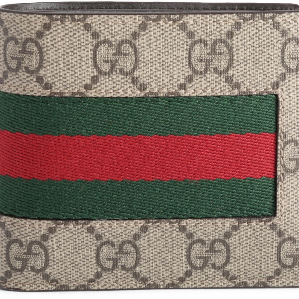 Gucci GG Canvas Wallet with Red and Green Stripe